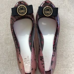 Melissa + Jason Wu Owl Black Red Lace Jelly Flats